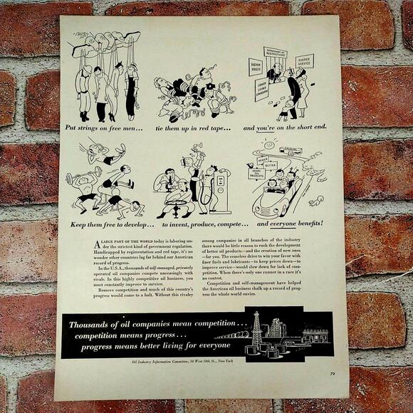 Oil Industry - Competition = Progress = Better Living - 1950 Retro Vtg PRINT AD - Picture 1 of 10